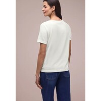 Street One Partprint Shirt with Short Sleeve Off White