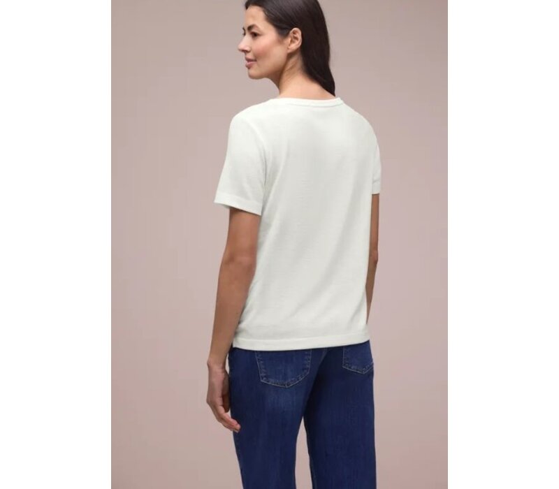 Street One Partprint Shirt with Short Sleeve Off White