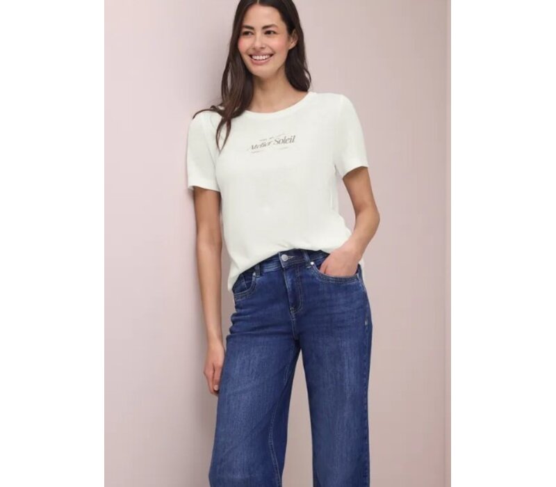 Street One Partprint Shirt with Short Sleeve Off White