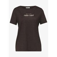 Street One Partprint Shirt with Short Sleeve Espresso Brown