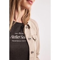 Street One Partprint Shirt with Short Sleeve Espresso Brown