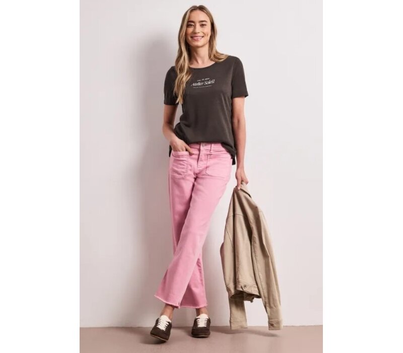 Street One Partprint Shirt with Short Sleeve Espresso Brown