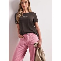 Street One Partprint Shirt with Short Sleeve Espresso Brown