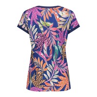 Geisha T-Shirt with Rib Jersey Blue Fuchsia