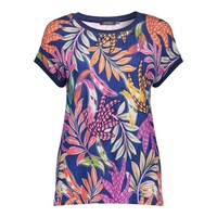 Geisha T-Shirt with Rib Jersey Blue Fuchsia
