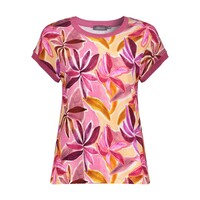 Geisha T-Shirt with Rib Jersey Purple Pink