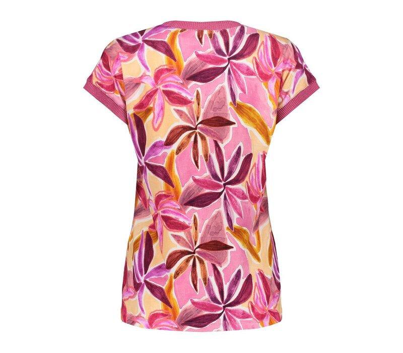 Geisha T-Shirt with Rib Jersey Purple Pink