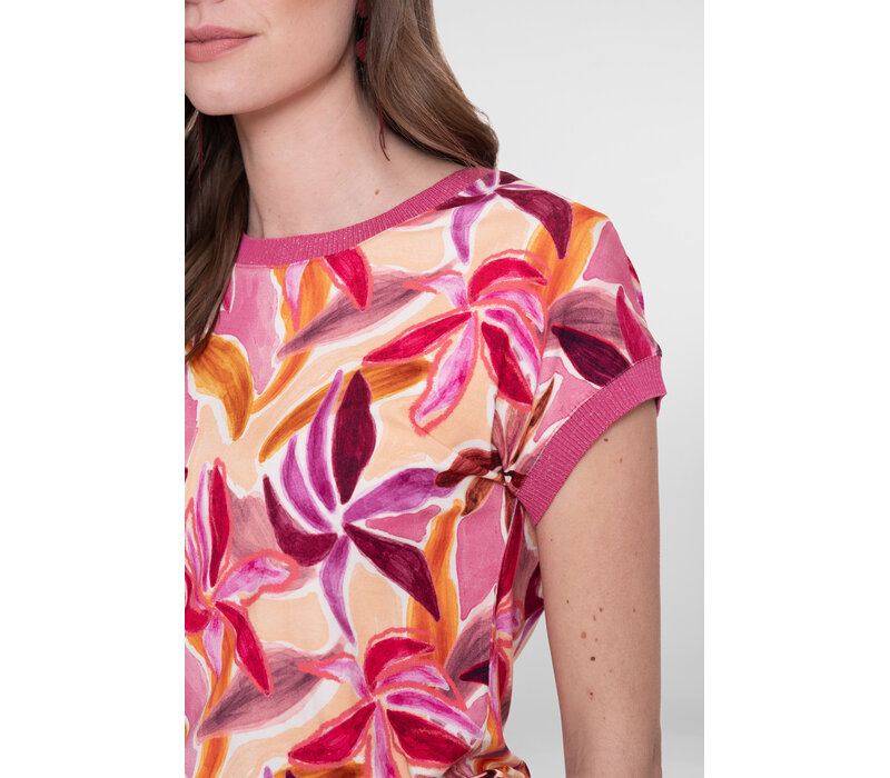 Geisha T-Shirt with Rib Jersey Purple Pink