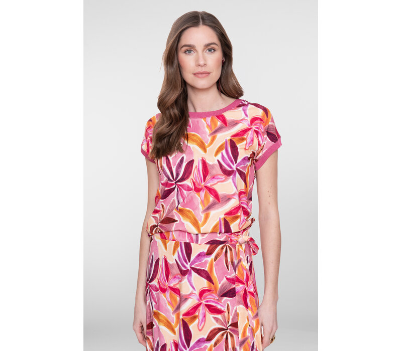 Geisha T-Shirt with Rib Jersey Purple Pink