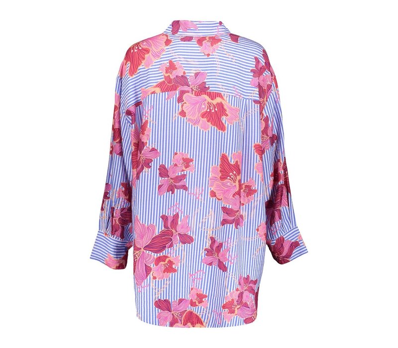 Geisha Blousestripe & print Blue Off White Pink