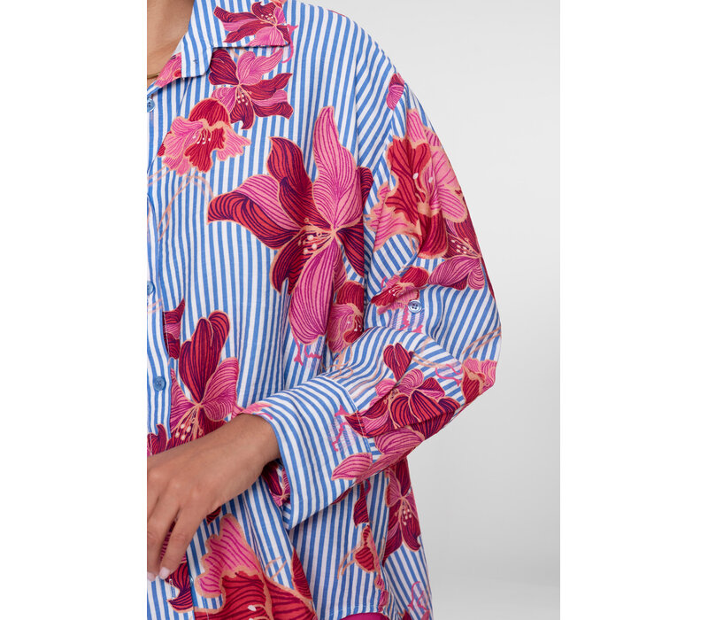 Geisha Blousestripe & print Blue Off White Pink