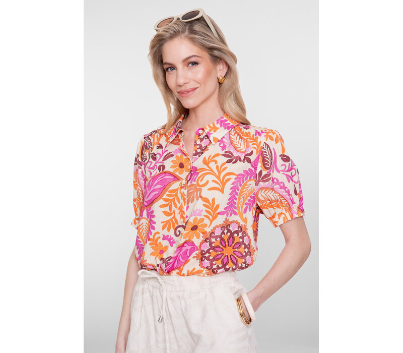 Geisha Blouse Orange Pink Sand