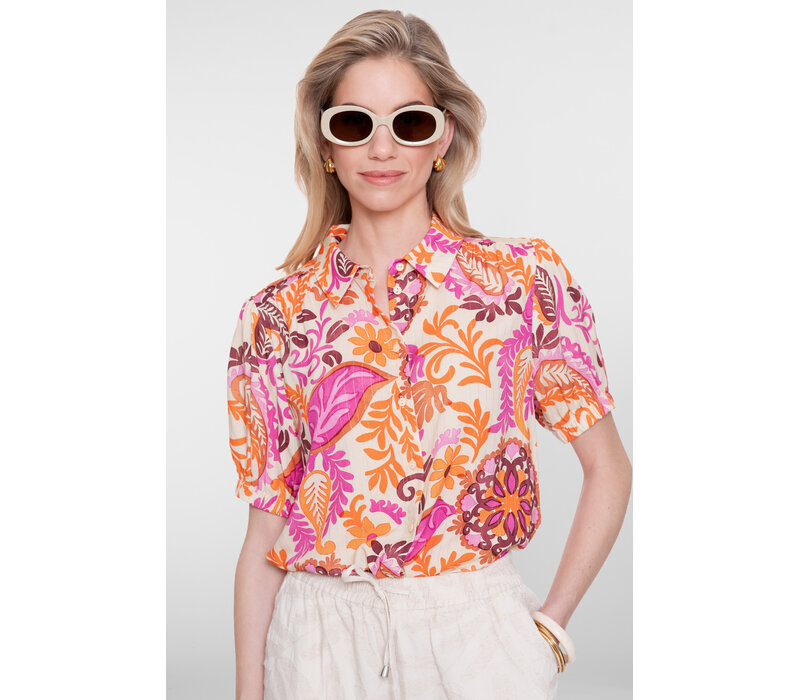 Geisha Blouse Orange Pink Sand