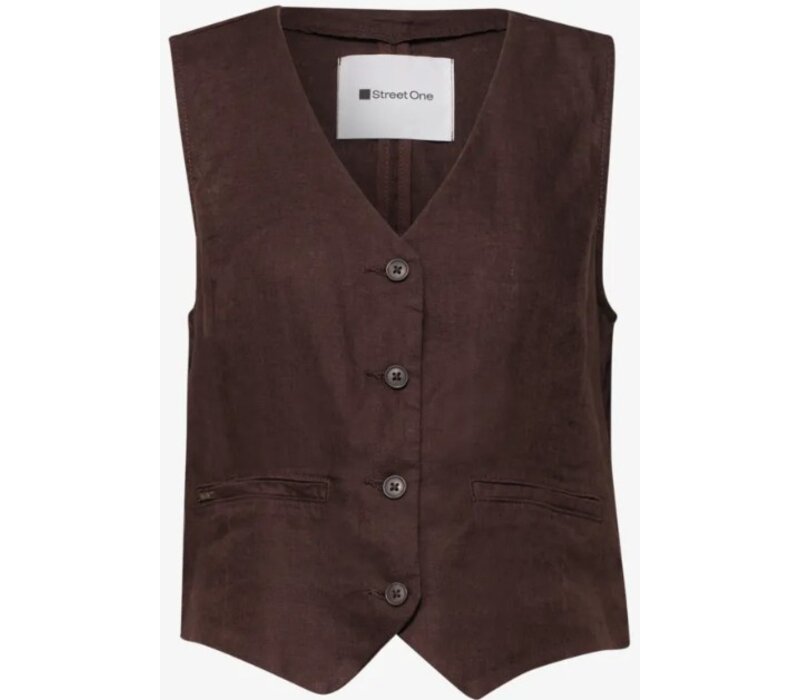Street One Short Button Vest Espresso Brown