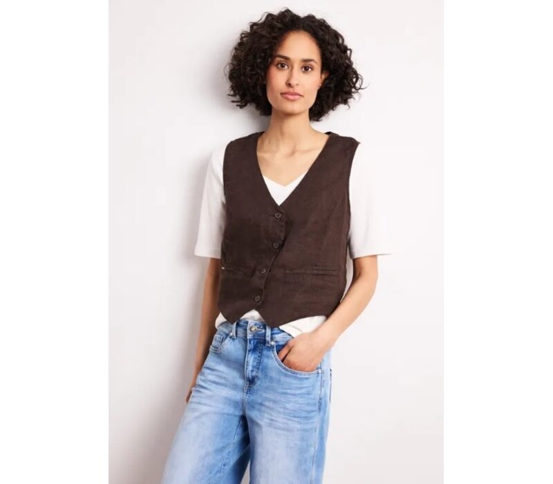 Street One Short Button Vest Espresso Brown