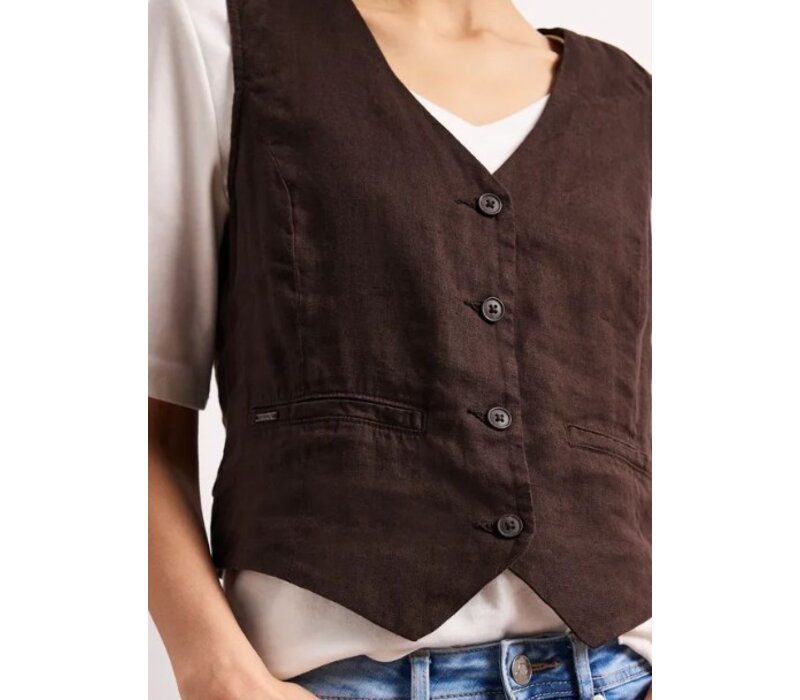 Street One Short Button Vest Espresso Brown