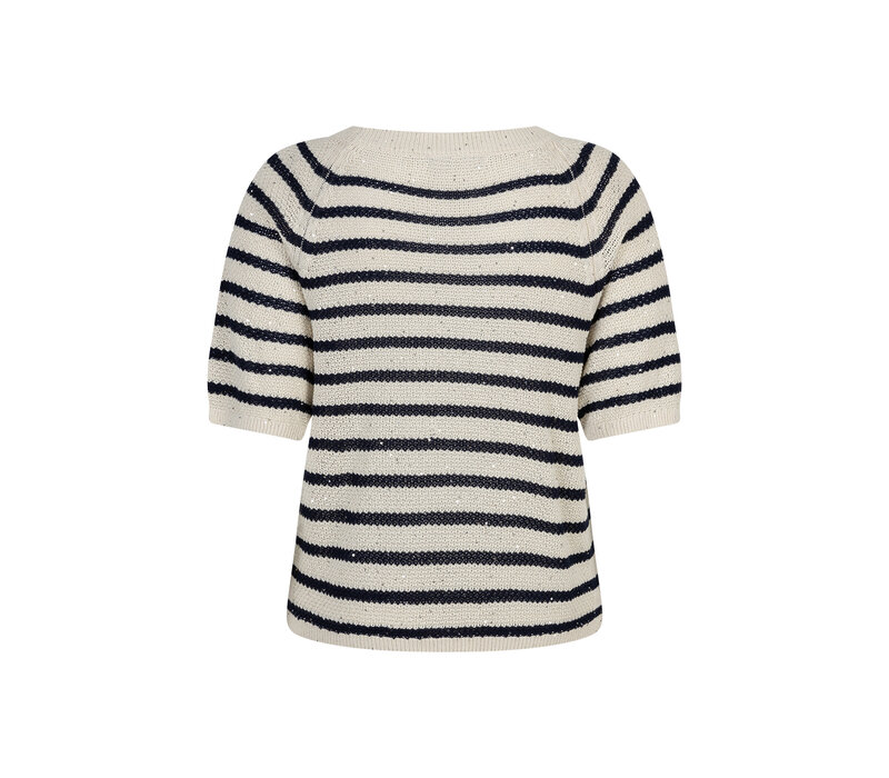 Red Button Sweet Stripe & Sequins Pearl Darkblue