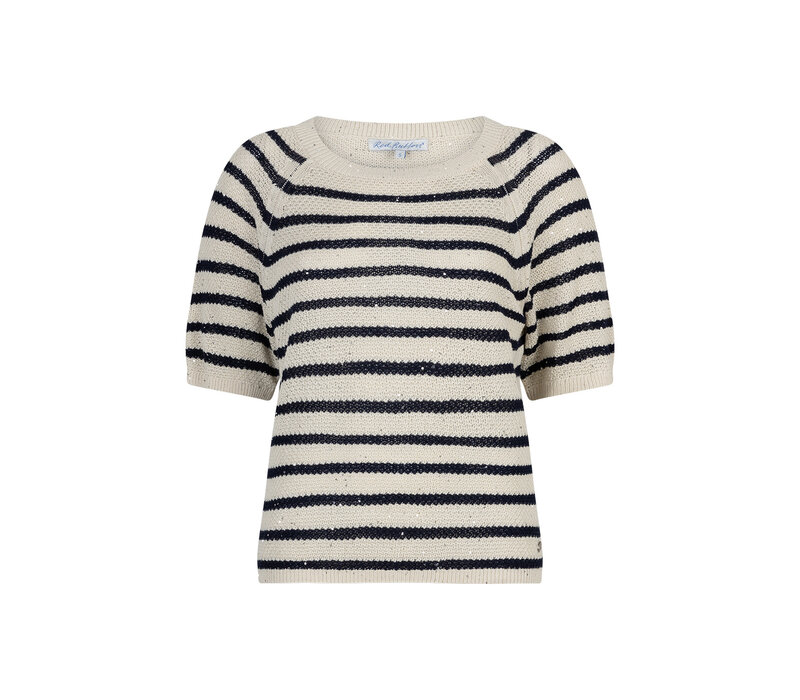 Red Button Sweet Stripe & Sequins Pearl Darkblue