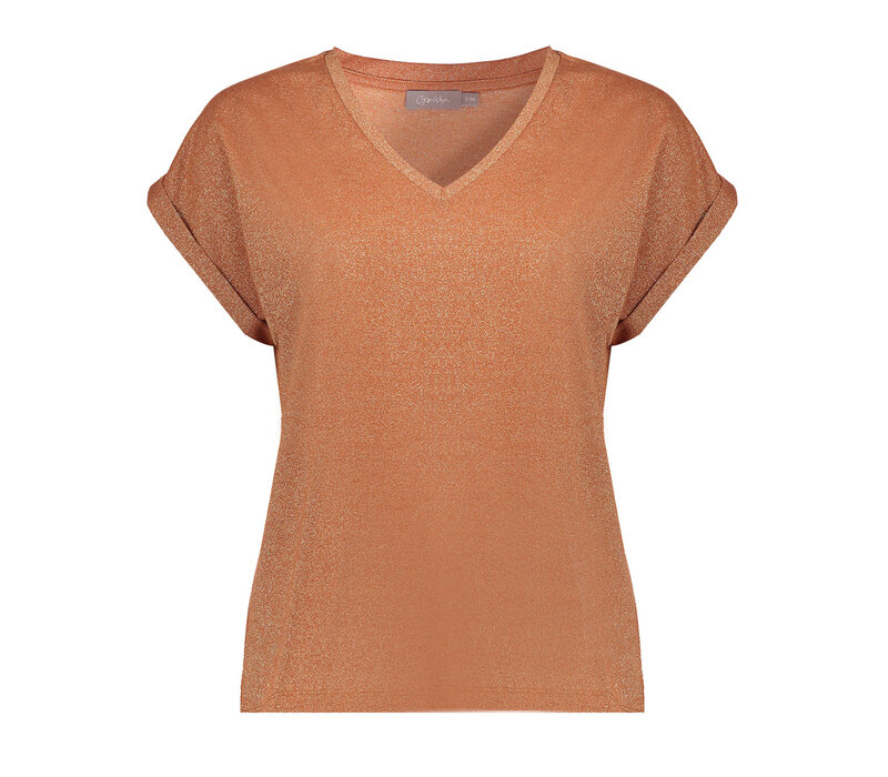Geisha T-Shirt Lurex V-Neck Ginger