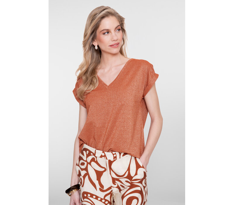 Geisha T-Shirt Lurex V-Neck Ginger