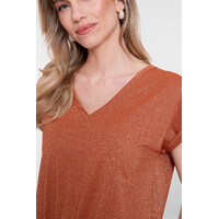 Geisha T-Shirt Lurex V-Neck Ginger