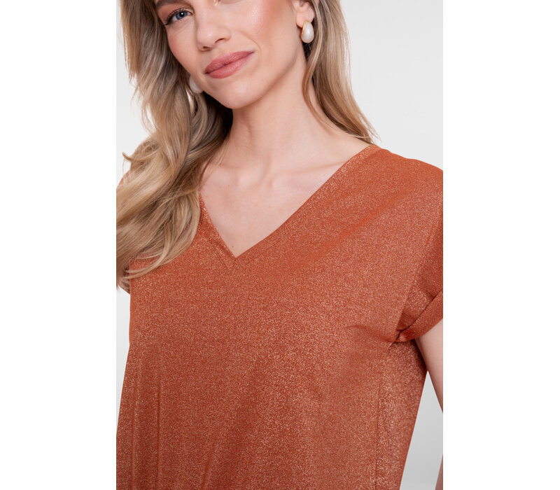 Geisha T-Shirt Lurex V-Neck Ginger