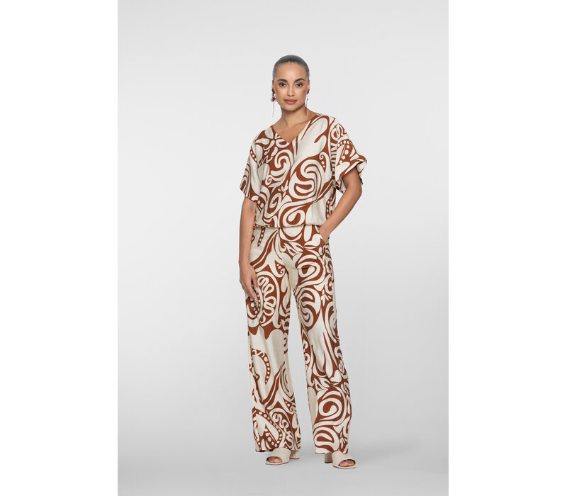 Geisha Pant Bi-Color Ecru Tabacco