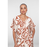 Geisha Top Bi-Color Ecru Tabacco