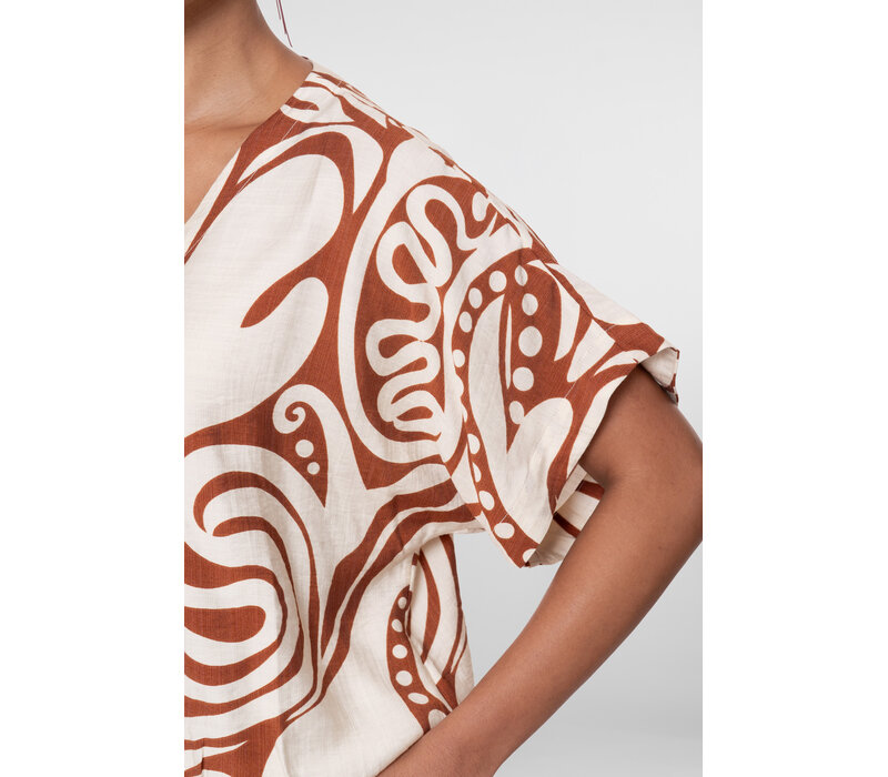 Geisha Top Bi-Color Ecru Tabacco