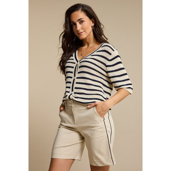 Red Button Cardigan Stripe & Sequins 