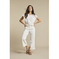 Red Button Top Ajour Ruffle Sleeve Ecru