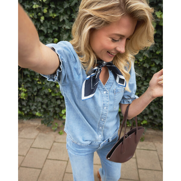 Red Button Victoria Blouse Denim 