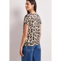 Street One Printed Basic Shirt with Decobuttons Timeless Beige