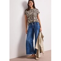 Street One Printed Basic Shirt with Decobuttons Timeless Beige