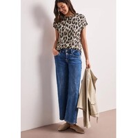Street One Printed Basic Shirt with Decobuttons Timeless Beige