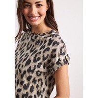 Street One Printed Basic Shirt with Decobuttons Timeless Beige