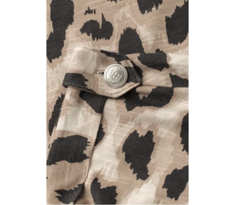 Street One Printed Basic Shirt with Decobuttons Timeless Beige