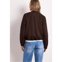 Street One Linen Bomber Jacket Espresso Brown