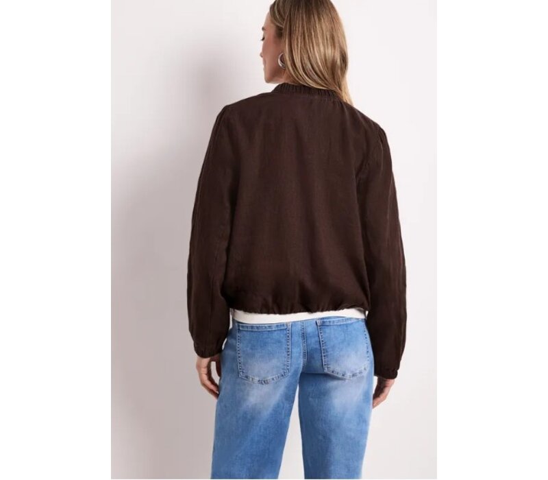 Street One Linen Bomber Jacket Espresso Brown