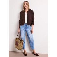 Street One Linen Bomber Jacket Espresso Brown