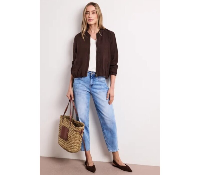 Street One Linen Bomber Jacket Espresso Brown