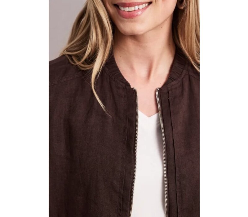 Street One Linen Bomber Jacket Espresso Brown