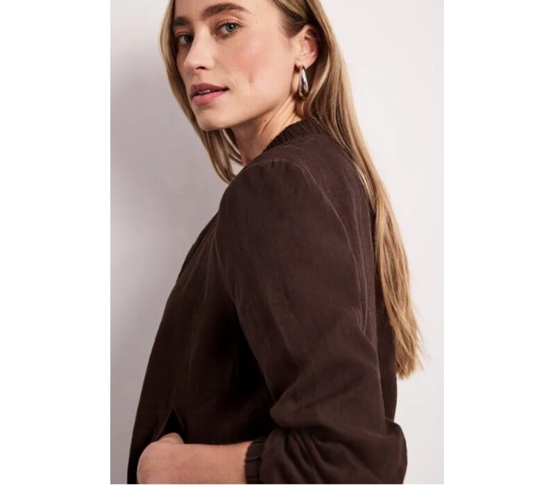Street One Linen Bomber Jacket Espresso Brown