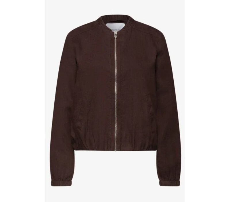 Street One Linen Bomber Jacket Espresso Brown