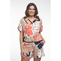 Zoso Printed Travel Blouse Sage Coral
