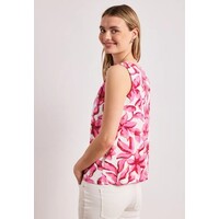 Street One Printed Jersey Top with Shoulder Detail Off White