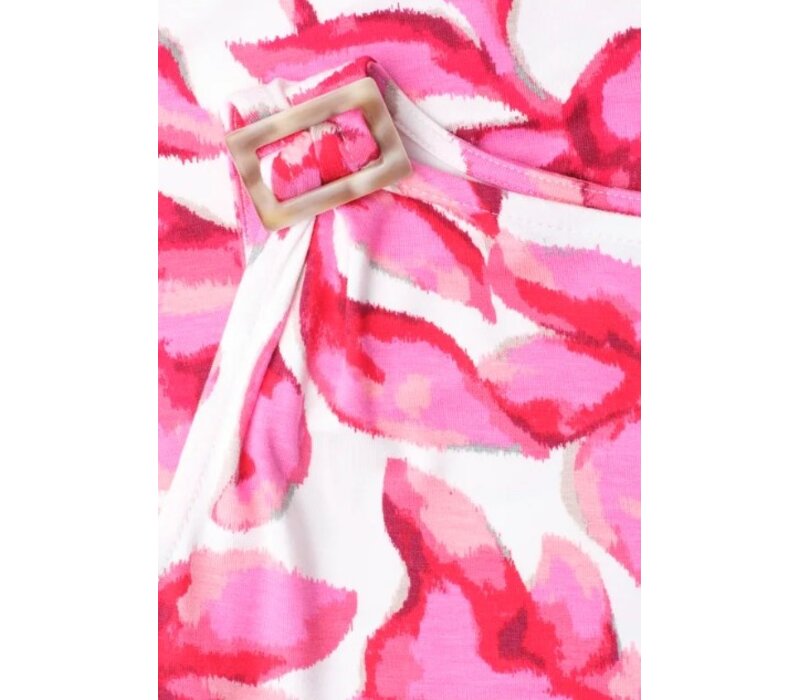 Street One Printed Jersey Top with Shoulder Detail Off White