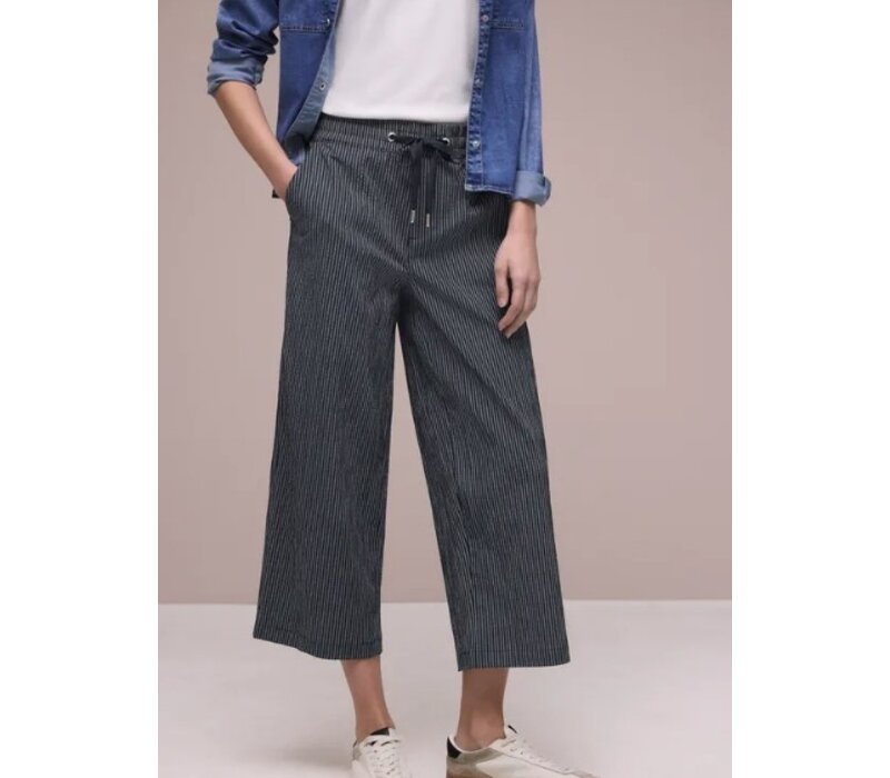 Street One Emee Stripe Crash Wide Leg High Waist Deep Blue