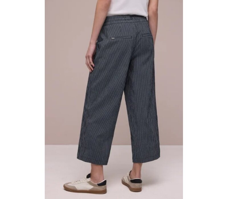 Street One Emee Stripe Crash Wide Leg High Waist Deep Blue