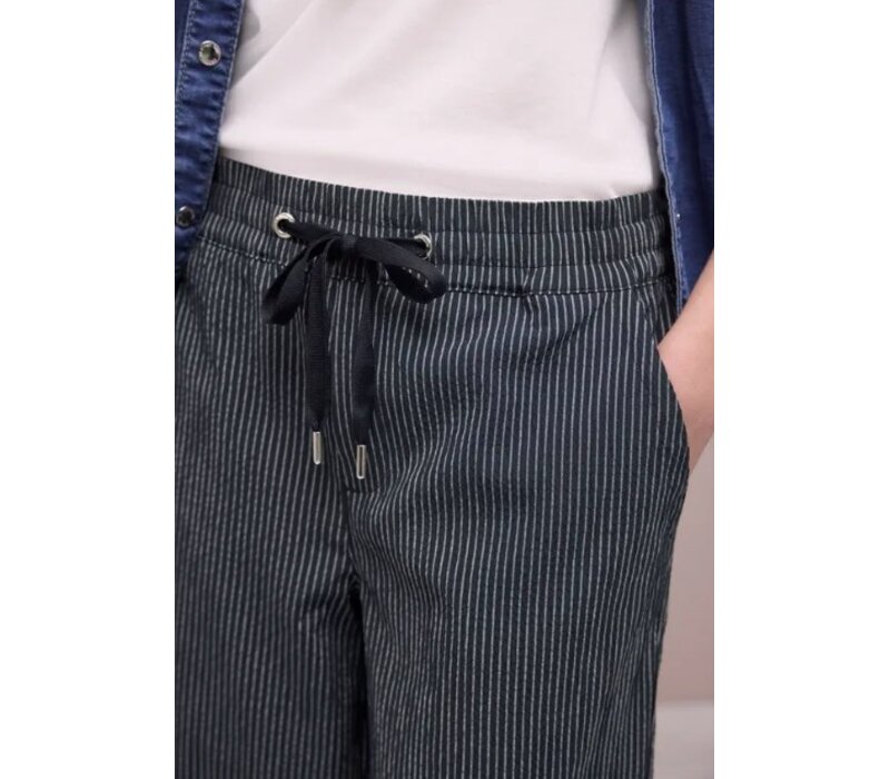 Street One Emee Stripe Crash Wide Leg HW Deep Blue